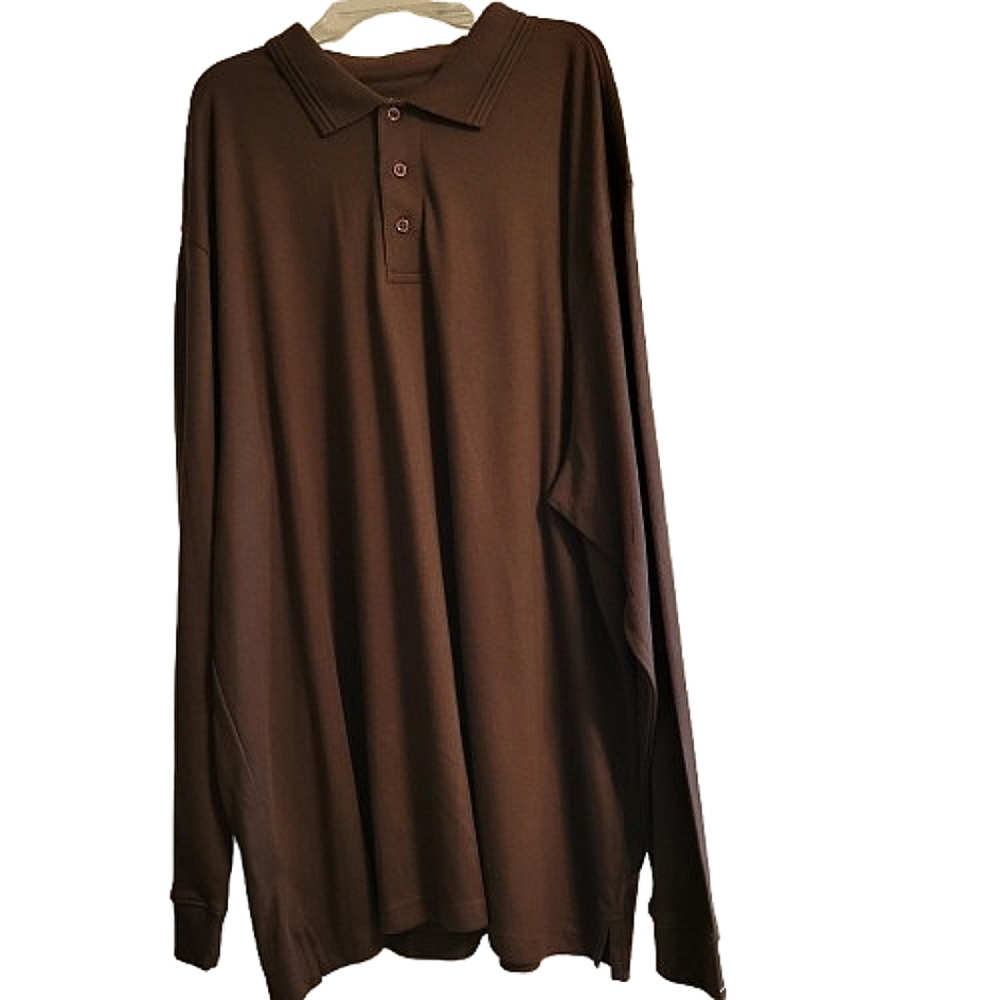 Alpine Lakes Men's Brown Long Sleeved Collard Polo Shirt Size 3X